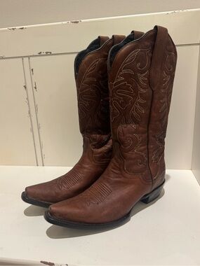 JB Dillon Reserve Womens Mad Cat Sand Leather Snip Toe Cowboy Boots Size 8.5 B